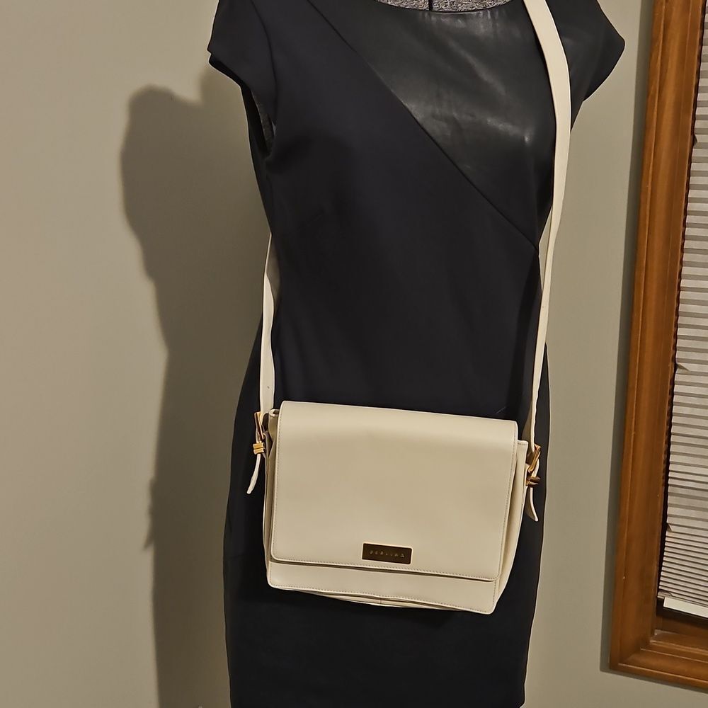 Perlina leather crossbody flap bag